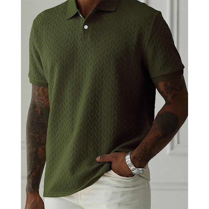 Men’s Textured Polo Shirt Short Sleeve