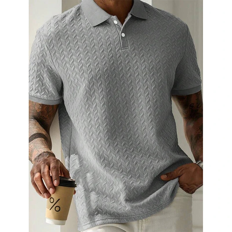 Men’s Textured Polo Shirt Short Sleeve
