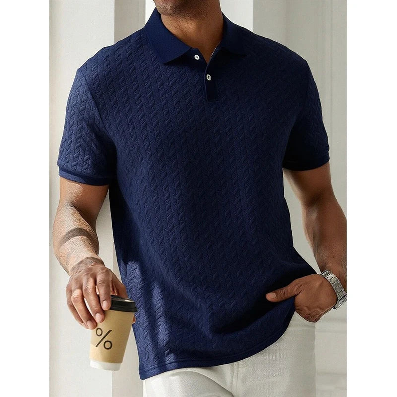 Men’s Textured Polo Shirt Short Sleeve